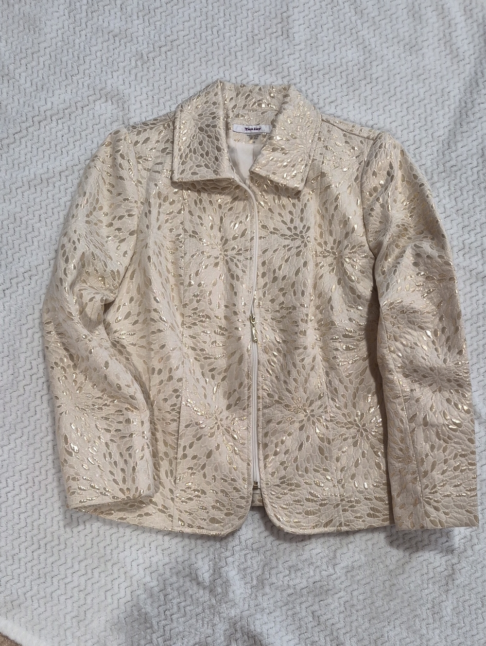 TanJay Cream Jacket with Gold Metallic Leaf Detailing